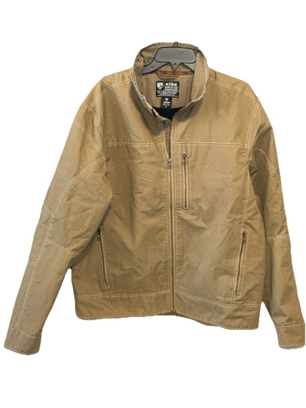 Kuhl Men’s Burr Beige Long Sleeve Mock Neck Full Zip Bomber Jacket Size XL #1052